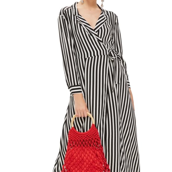 Topshop Dresses & Skirts - Topshop Stripe Midi Wrap Shirtdress NWT